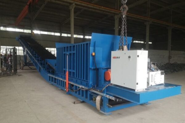 Truck unloader and discharge conveyor in the workshop before delivery